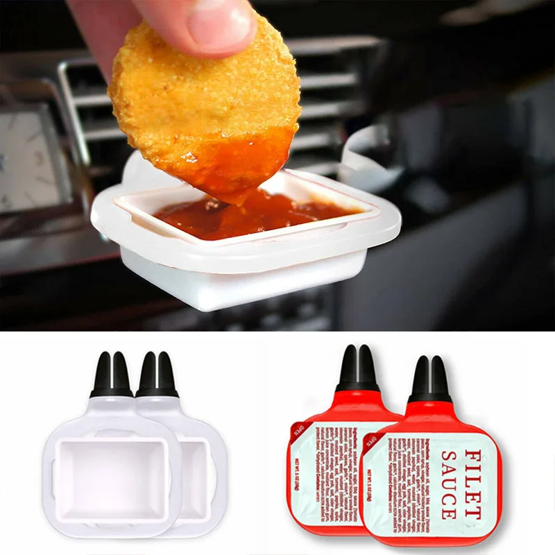

2Pcs Saucem Dip Clip In-car Sauce Holder for Ketchup Dipping Sauces MYDING