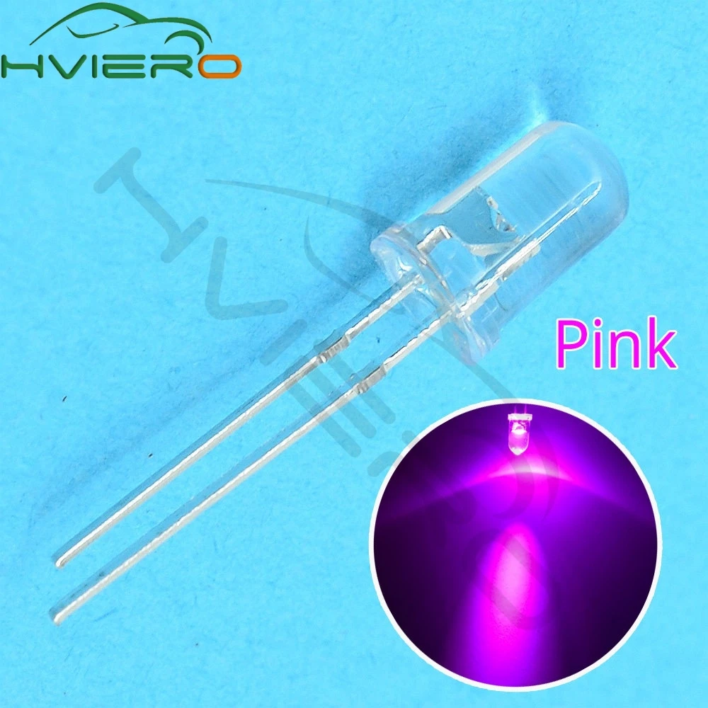50pcs F5 5mm Pink Round SUPER BRIGHT LED LAMP NEW Pink
