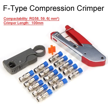 

Coaxial Cable Manual Crimping Tool Set Kit For F-Type Connector RG58 RG59 RG6 Coax Cable Crimper With Compression Connectors