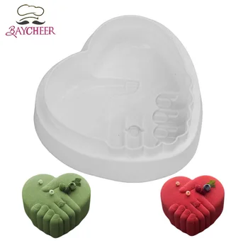 

Heart Shape handshake Silicone Mold Safe To Use In The Oven, Refrigerator, Freezer, Microwave, Steamer And Dishwasher