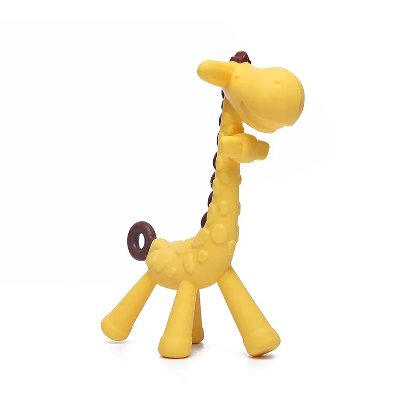 

Infant food grade silicone teether giraffe deciduous soft baby molar toy BPA giraffe pendant infant food grade