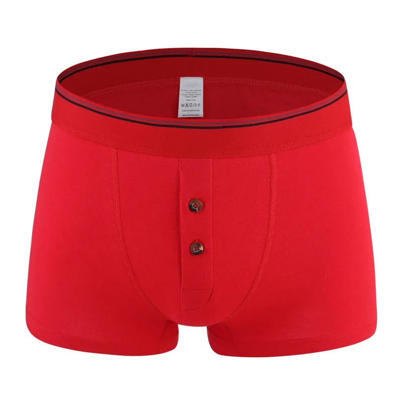 Новые продукты взрывное мужское хлопковое нижнее белье Модные Удобные тренды дышащие одноцветные мужские боксеры шорты - Цвет: Red 2432