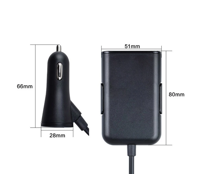 Universal 4 Ports QC3.0+2.4A+3.1A USB Fast Car Charger with 5.6ft Extension Cable for iPhone X SAMSUNG S9 HTC XIAOMI Mi8 Tablet (5)