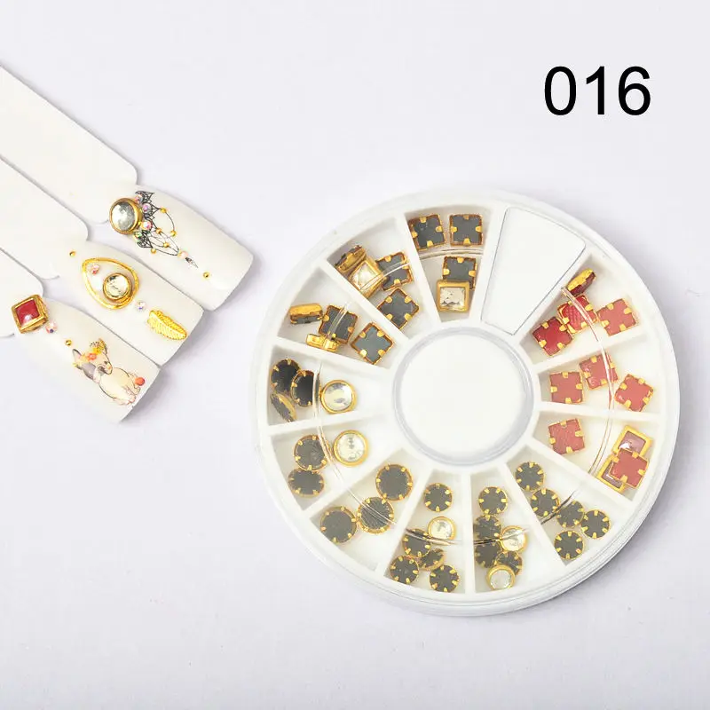 LCJ 29 узоров красочные гвозди гвоздики со стразами Хамелеон круглое плоское дно для маникюра DIY Типсы дизайн ногтей украшение в колесо