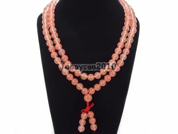 Natural 10mm Cherry Quart-z Gems Stone Buddhist 108 Bead Prayer Mala Long Necklace Multi-Purpose 5Strands/Pack Natural 10mm Cherry Quart-z Gems Stone Buddhist 108 Bead Prayer Mala Long Necklace Multi-Purpose 5Strands/Pack