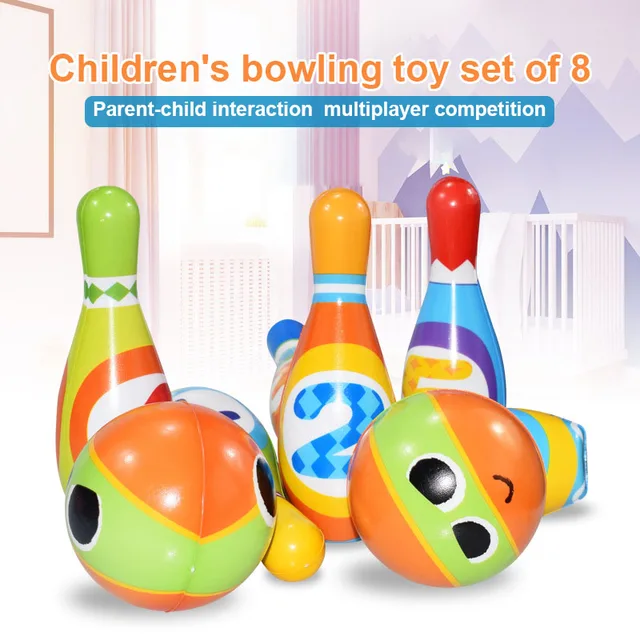 Best Price 2019 New 8 Pcs/Set Kids Bowling Play Set PU Leather Ball Early Educational Toy Gifts 998