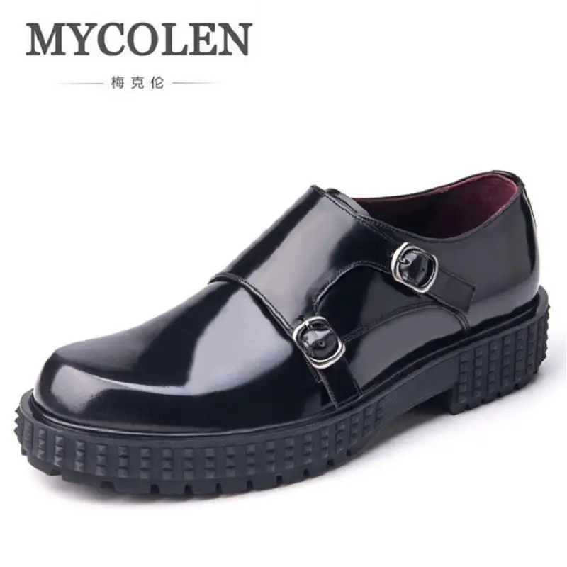 

MYCOLEN High Quality Genuine Leather Men Formal Shoes Luxury Brand Party Weddings Burgundy Buckle Men Dress Shoes Ayakkabi
