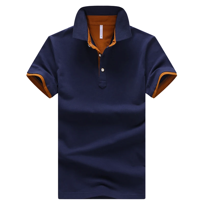 Мужские летние рубашки поло, мужские облегающие брендовые рубашки поло Camisa, брендовые хлопковые рубашки поло с коротким рукавом, мужские однотонные дышащие футболки 4964 - Цвет: Blue-Coffee