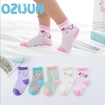 

2019 Autumn Winter 5 Pairs / Lot Children Resilience Cotton Socks For Girl Boy Sweat Breathable 1-2Y/2-3Y/3-5Y