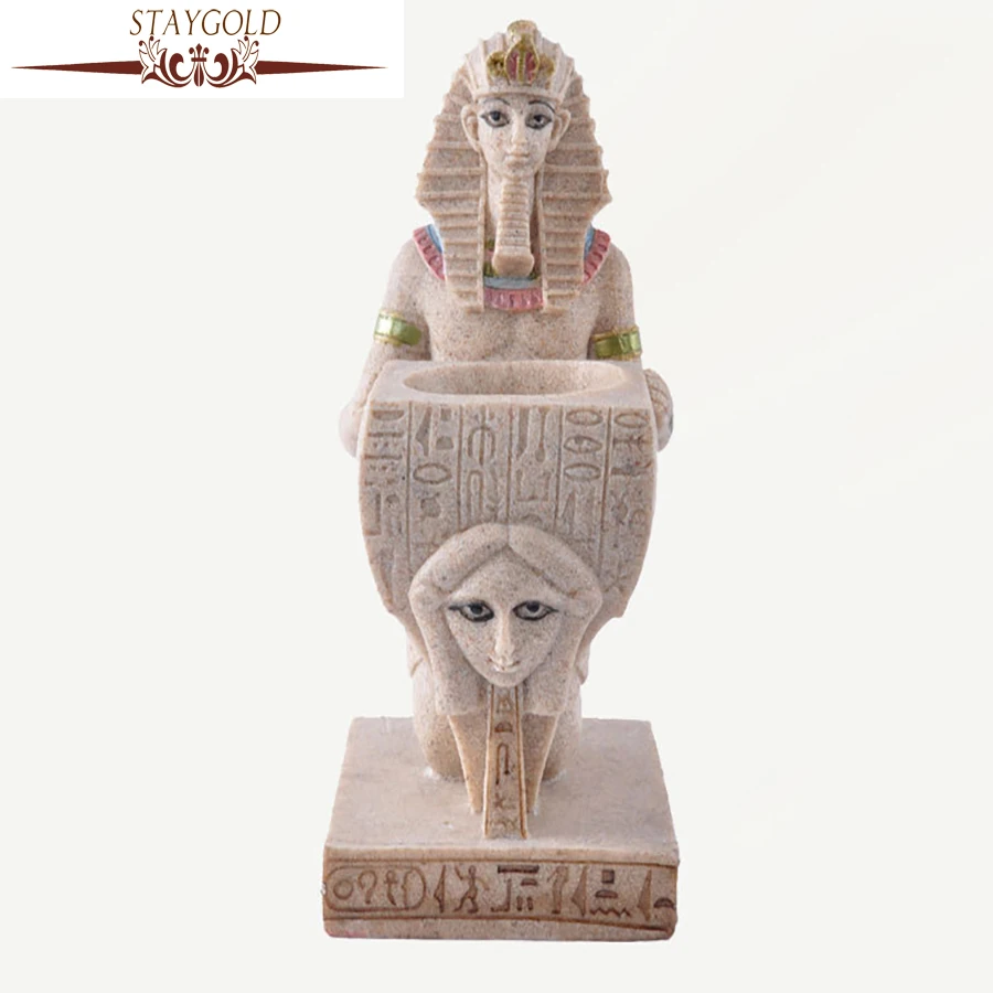 

STAYGOLD Vintage Home Decor Cleopatra Candlestick Decoration Mariage Retro Enfeites Para Casa Decoracao Resin Estatua Crafts