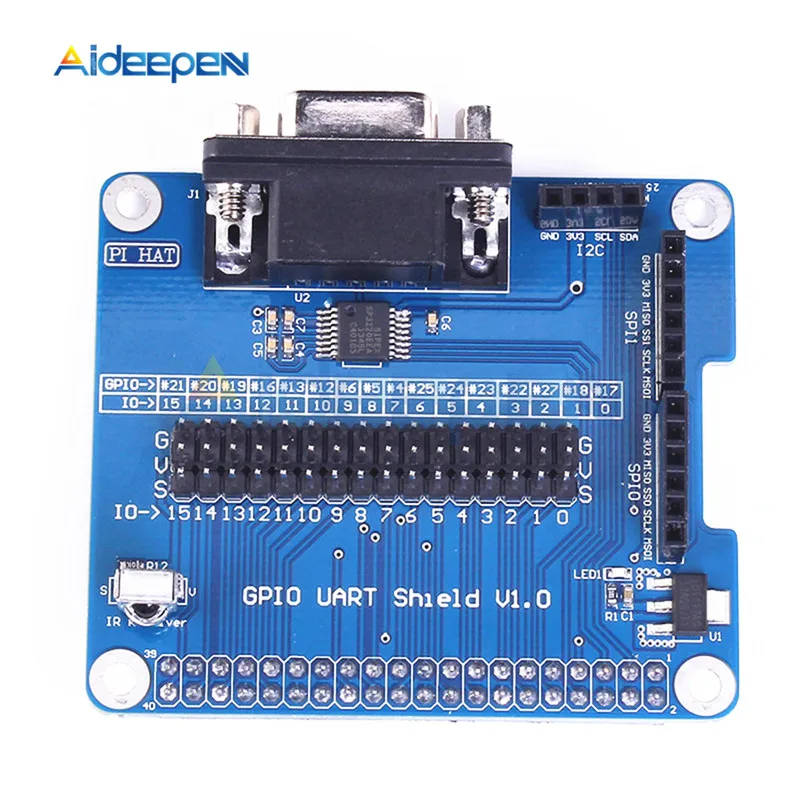 RS232 GPIO Плата расширения последовательного порта для Raspberry Pi 3 Model B, 3B+, 3A+ GPIO UART щит - Цвет: Blue