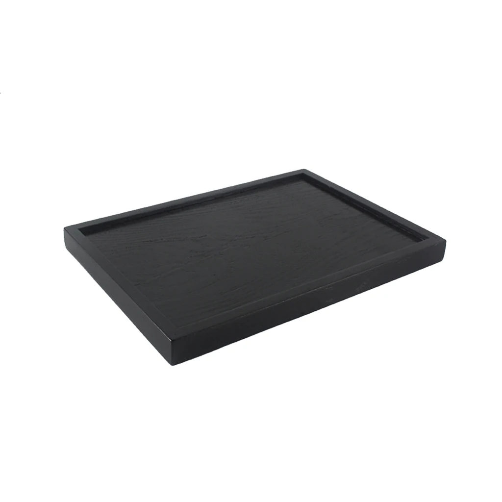Wood Vintage Japanese Wood Serving Tray SPA Tea Food Dinner Black Dish Plate Tea Trays Teaware