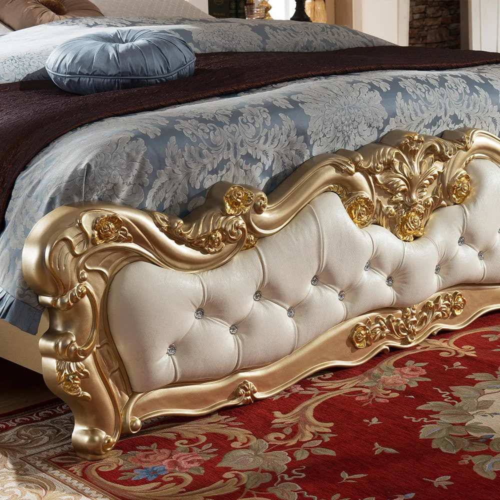 Французская роскошная кровать золотого цвета без матраса H904|luxury bed|french bedbed with