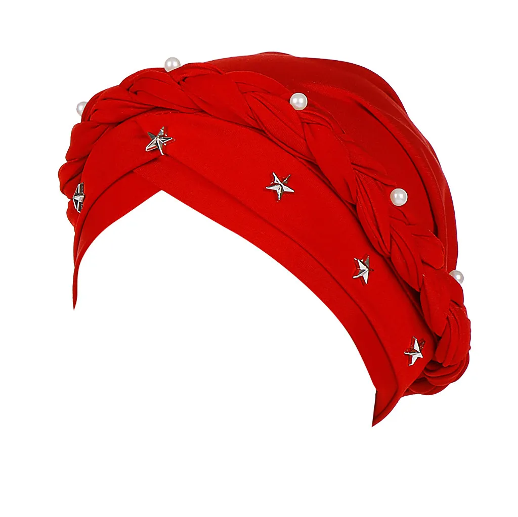 Тюрбан Хиджаб мусульманские шапочки под хиджаб мусулман для женщин мусульманские Бисероплетение женские внутренние хиджаб кепки тюрбанты cabeza для женщин - Цвет: Красный