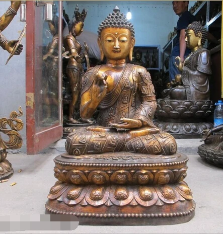 

shitou 002328 27"Tibetan temple Bronze Gild sprul-sku Covered all over Buddha Sakyamuni Statue