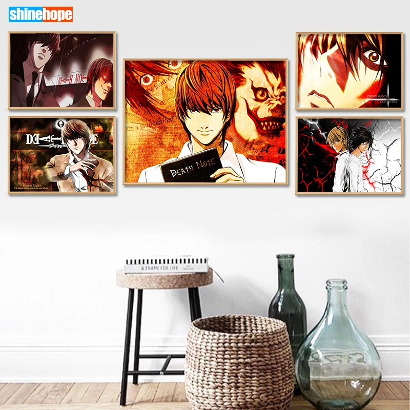 Плакат из аниме Death Note на заказ Холщовый плакат искусство фототкань настенный