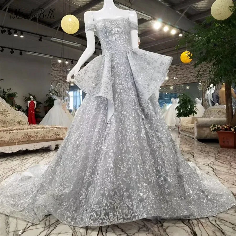 Modabelle Glitter Paillettes Abiti Da Sera Argento Al Largo Della Spalla  Lungo Treno di Lusso Ruffles Dress Prom 2018 Vestidos De Noche|Evening  Dresses| - AliExpress