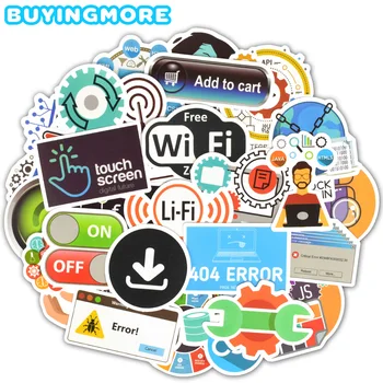 

50 PCS Internet Sticker Programming Language Html Cloud APP Stickers Gifts for Geek Hacker to DIY Laptop Car PS4 Phone Luggage