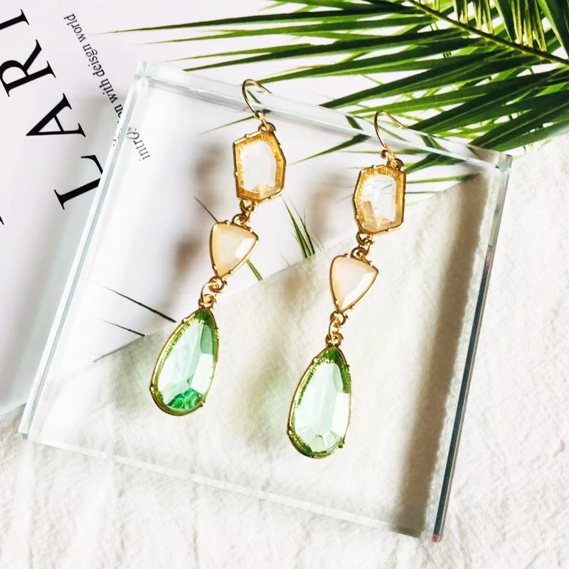 

coco&willow Geometric Long Trendy Dangle Earrings For Women 2019 Vintage Crystal Statement Earrings Fashion Jewelry For Party