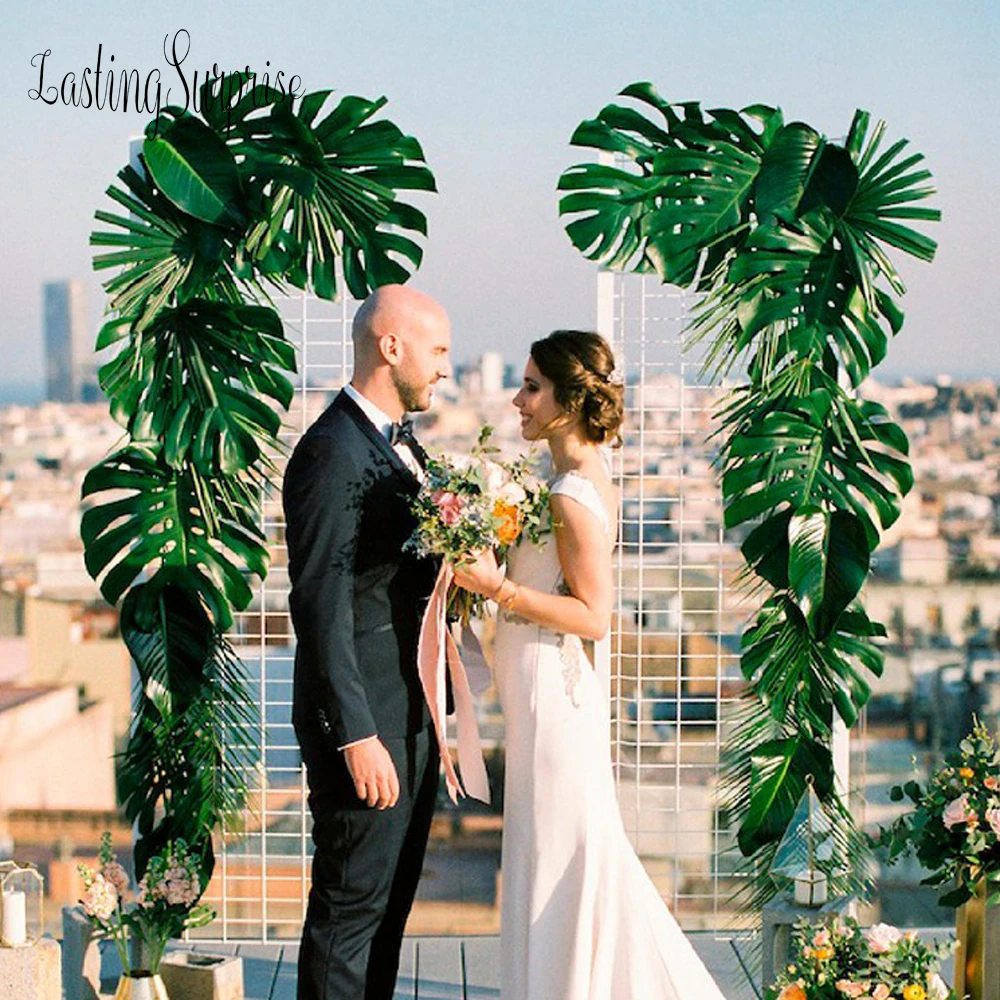 

Large Artificial Palm Leaves Hawaiian Luau Theme Party Decorative Palm Leaves For Wedding Decoration Tropical Beach Theme Party