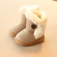 2016 Winter Children Boots Thick Warm Shoes Cotton-Padded Suede Buckle Boys Girls Boots Boys Snow Boots Kids Shoes EU 21-35