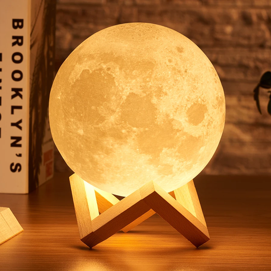 Rambery moon лампа 3D принт Ночник светильник USB Перезаряжаемый 16 цветов сменный