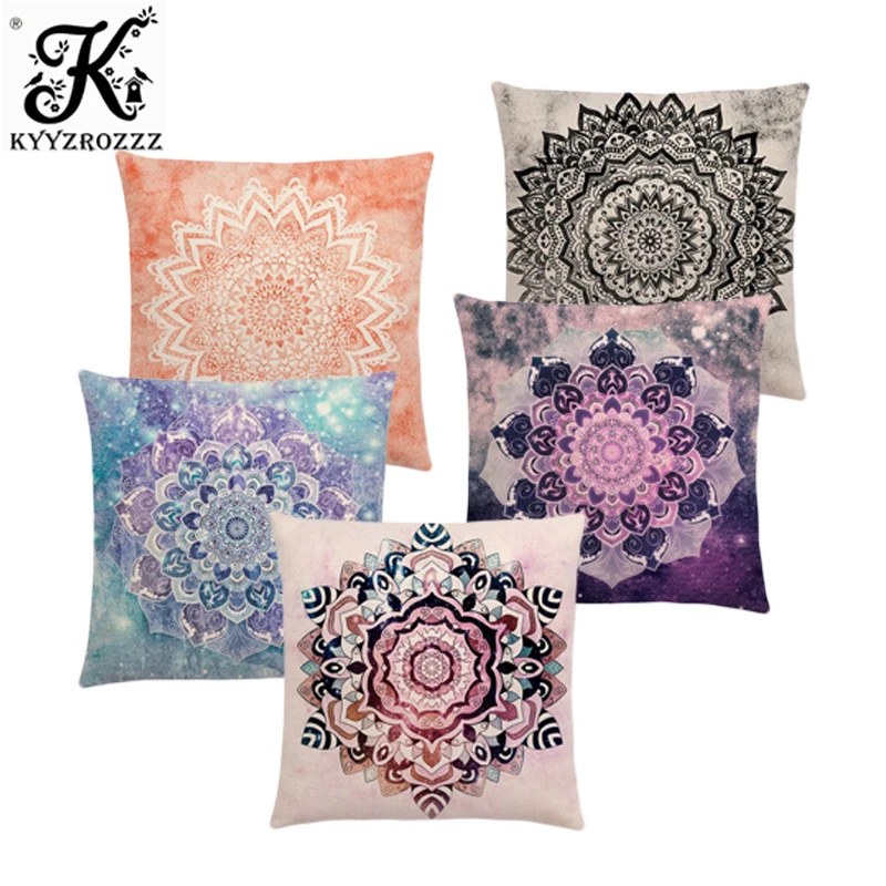 

Hot Sale Dreamy Rainbow Boho Gorgeous Mandalas Free Mind Savanah Prints Gold Nights Soul Cushion Cover Sofa Throw Pillow Case