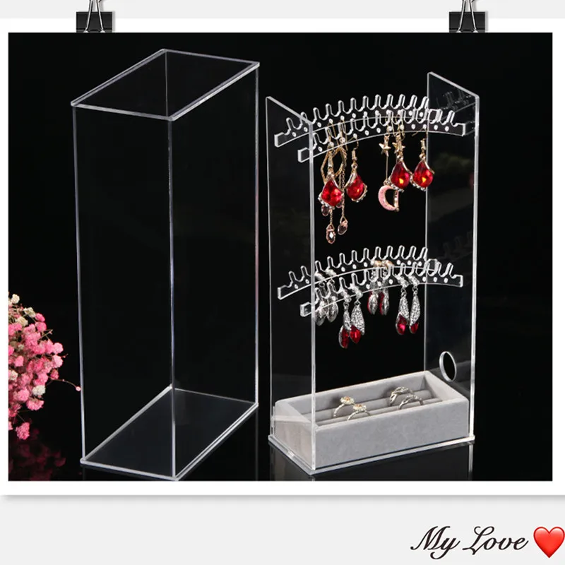 New Acrylic Transparent Crystal Jewelry Plastic PS Showing Shelf Necklace Rack Box Earrings Hanger Nail Art Display Stand multi layer nail polish organizer rack display holder plastic box acrylic stand case lipstick gift storage art jewelry display