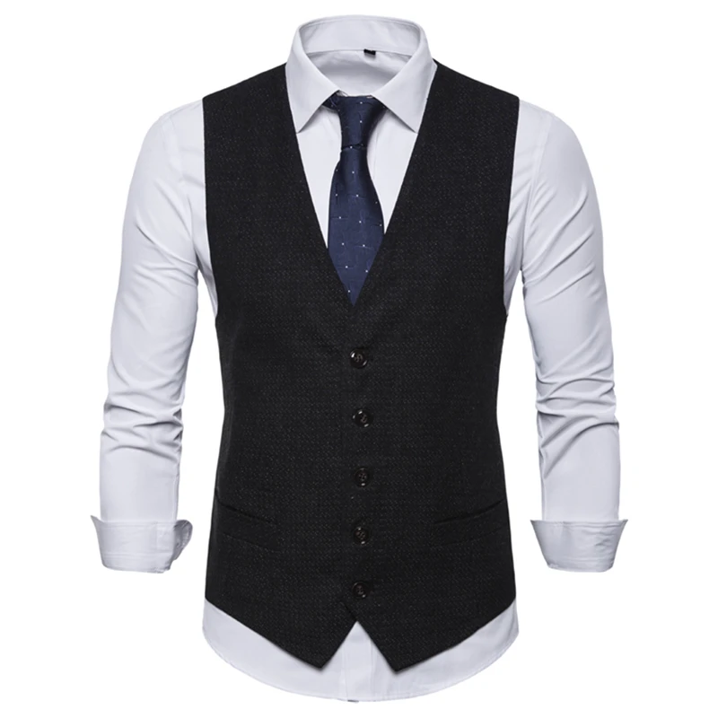 Business Vest Waistcoat Men European Size 2022 Spring Autumn Leisure V Collar Male | Мужская одежда