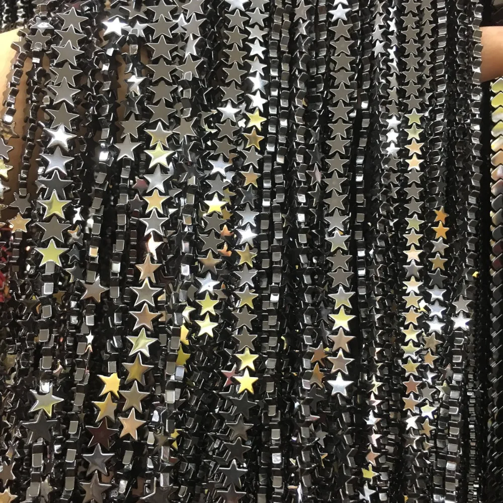 

6mm 8mm 10mm natural beads bright hematite beads five-pointed star beads DIY necklace bracelet jewelry accessories