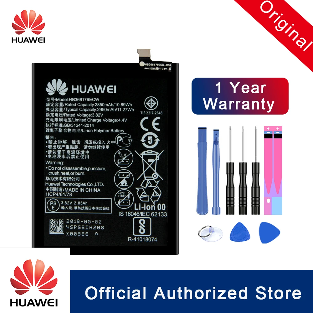 Huawei Для huawei Nova 2 сменная батарея для телефона HB366179ECW CAZ-AL10 CAZ-TL00 аккумулятор с реальной емкостью 2950 мАч