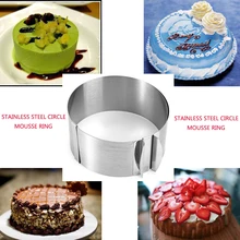 Praktisch Einziehbaren Stainles Stahl Kreis Mousse Ring Kuchen-form-form-backen-werkzeug-satz-installationssatz Kuchenform Größe Verstellbar Backformen 16-30cm6-12Inch