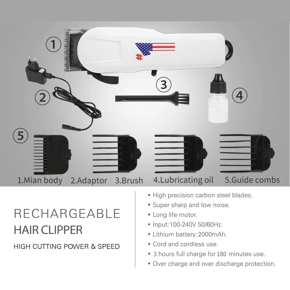Professional Professional Hair Clipper Rechargeable electric Hair Trimmer men cutting machine haircut barber Tondeuse cheveux Professional Professional Hair Clipper Rechargeable electric Hair Trimmer men cutting machine haircut barber Tondeuse cheveux
