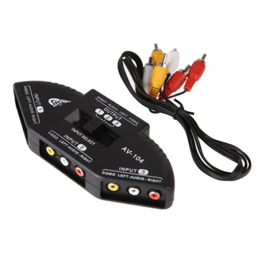 

HL 2017 Selector 3 Ports Video Game Switch Cable AV RCA for Nintendo Wii TV DVD New MAY5