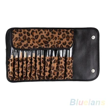 12 PCS Pro Makeup Brush Set Cosmetic Tool Leopard Bag Beauty Brushes 1L2J 2SKY