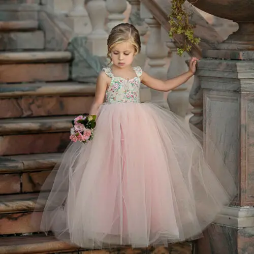 

Hot Pageant Flower Kids Girls Princess Dress Kids Fancy Wedding Bridesmaid Gown Formal Dresses