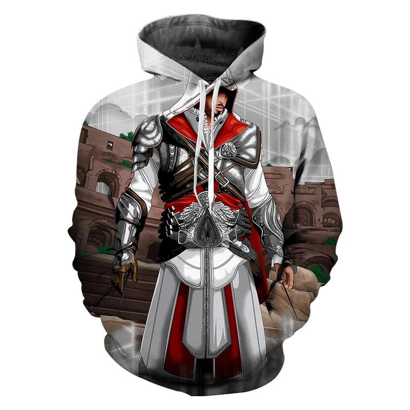 3D принт Толстовка Assassins Creed черные толстовки с капюшоном и свитшоты длинными