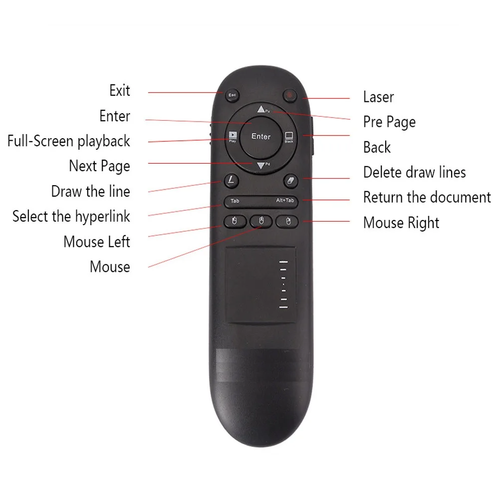 Najtaniej 504t 2.4G bezprzewodowy prezenter wskaźnik air mouse rf pilot zdalnego sterowania Touchpad Laser do wielofunkcyjnego PPT do komputera projektora
