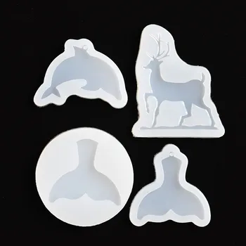 

SNASAN 4PCS Silicone Mold for jewelry Beauty fishtail dolphin elk pendant Resin Silicone Mould handmade tool epoxy resin molds