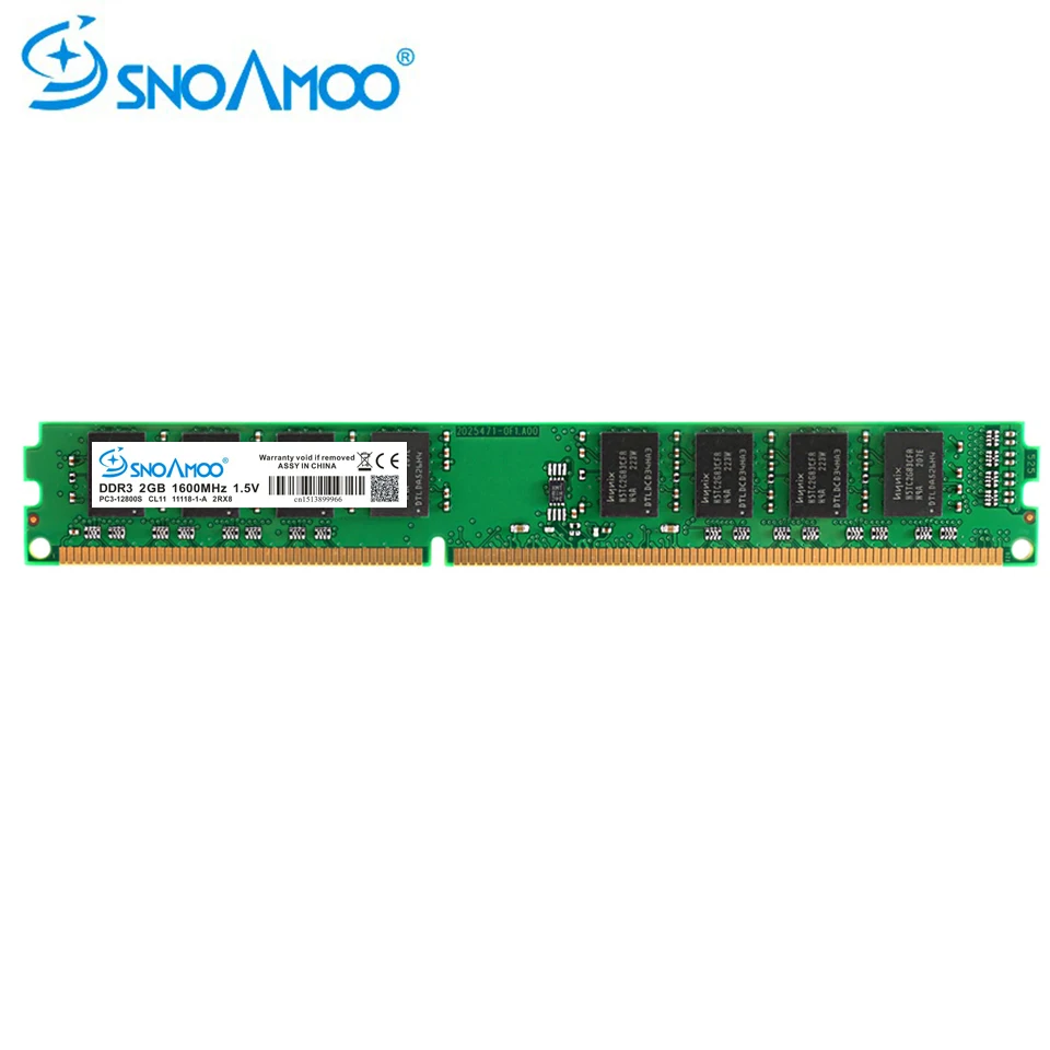 

SNOAMOO Desktop PC RAMs DDR3 2GB 1600MHz PC3-12800S CL11 1333MHz PC3-10600S CL9 4GB 1.5V Computer Memory For Intel DIMM Warranty