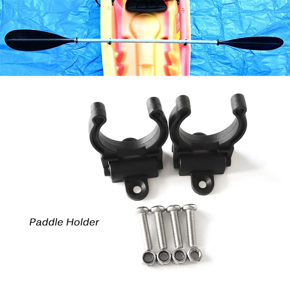

2PCS Nylon Kayak Canoe Marine Boat Paddle Clips Kit Paddle Holder Fishing Rod Holder+2 Clip Accessories+4 Stainless Steel Screws
