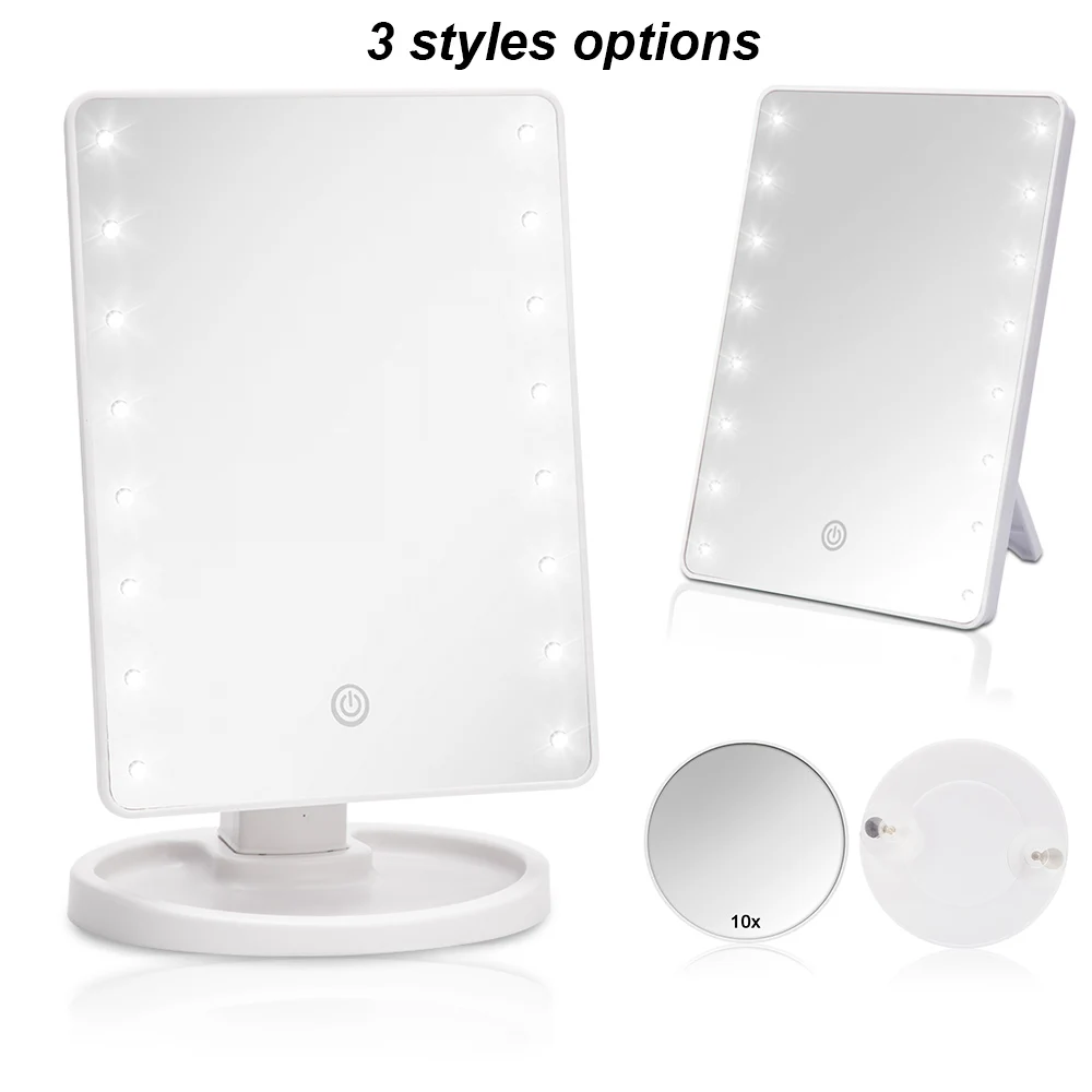 Зеркало для макияжа с 16/22 светодиодный подсветкой зеркала с сенсорным экраном 10X настольная столешница яркая Регулируемая USB кабель батареи инструмент