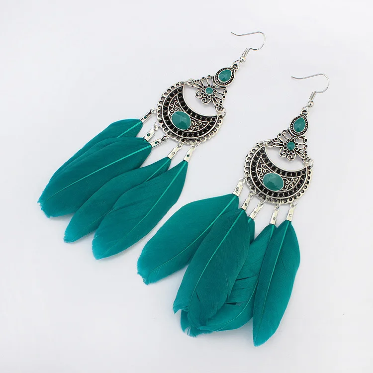 

SOEI Dream Catcher Hollow out Vintage Leaf Feather Dangle Earrings For Women Bohemia Earring Lady's Ethnic Indian Jewelry 2018