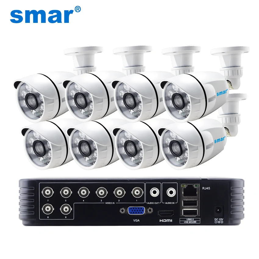 Sm8ch 1080P HDMI выход DVR AHD CCTV система 8 шт 1.0MP/2.0MP наружная камера P2P видео Домашняя безопасность комплект видеонаблюдения Металл