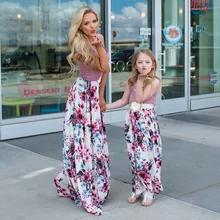 floral mother daughter dresses sleeveless mommy and me clothes family look matching outfits mom daughter summer dress clothing summer mother and daughter dress family look children golden floral jacquard aline dress kids