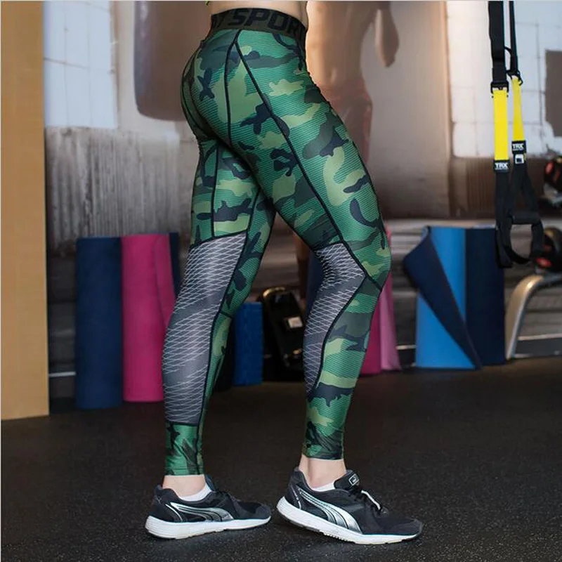 2019 Overhaast Camouflage Mannen Compressie Panty Nieuwe Broek Lycra Skinny Leggings Kleding Fitness