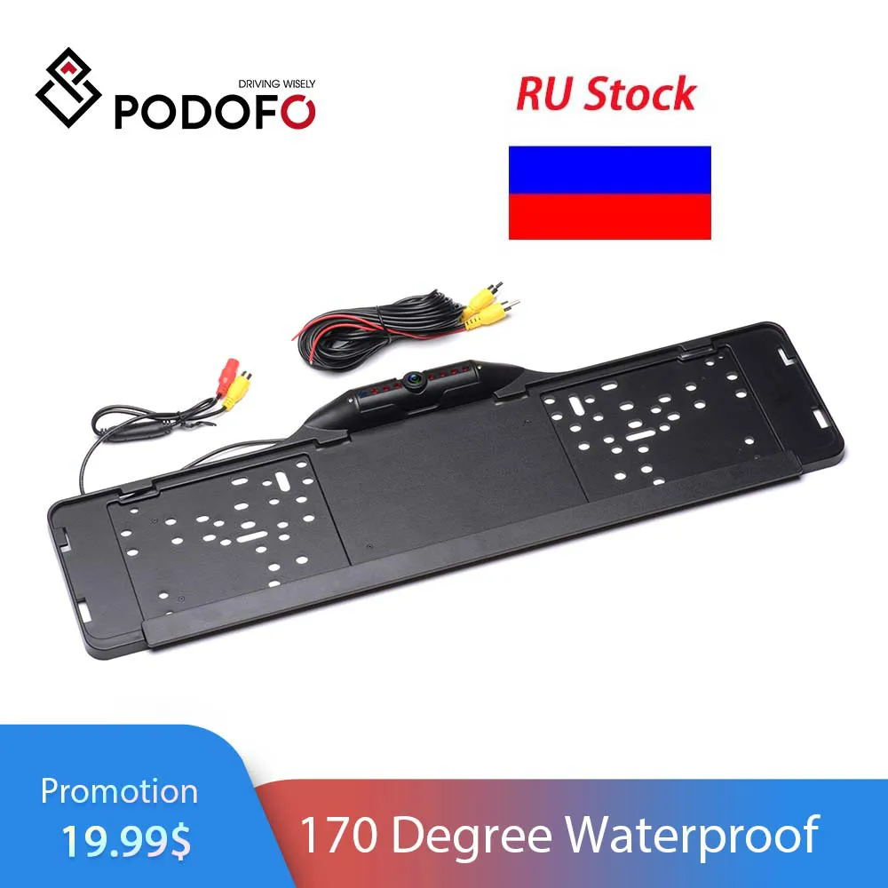 

Podofo EU European License Plate Frame Car Rear View Camera Waterproof Night Vision Reverse Backup Camera 8 IR Auto Parktronic