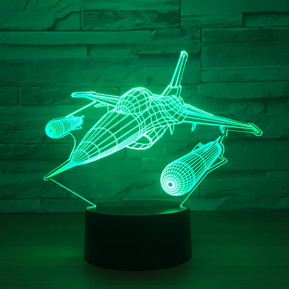  New Warplane Aircraft 3D Night Light Table lamp Multi Colors Jet plane with USB Power Decor Birthda - 32885745817