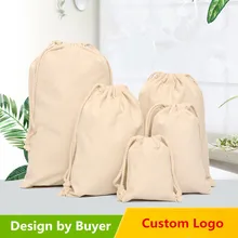 Натуральный холст на заказ комплект карман дизайн шнурок сумка мульти-размер пакет день рождения Свадебная вечеринка мешок для конфет Подарочный кисет для ювелирных изделий