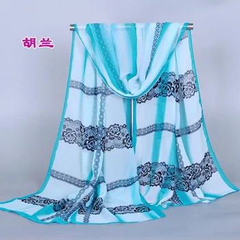 

2015 new design printe lace flower scarf/scarves beach chiffon silk floral plain spring hijab head shawls/scarf 10pcs/lot